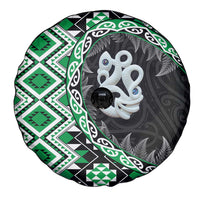 Green Taniko Motif Aotearoa Manaia and Silver Fern Spare Tire Cover