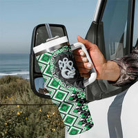 Green Taniko Motif Aotearoa Manaia and Silver Fern Tumbler With Handle