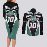 Custom New Zealand Bicycle 2025 Couples Matching Long Sleeve Bodycon Dress and Long Sleeve Button Shirt