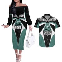 Custom New Zealand Bicycle 2025 Couples Matching Off The Shoulder Long Sleeve Dress and Hawaiian Shirt