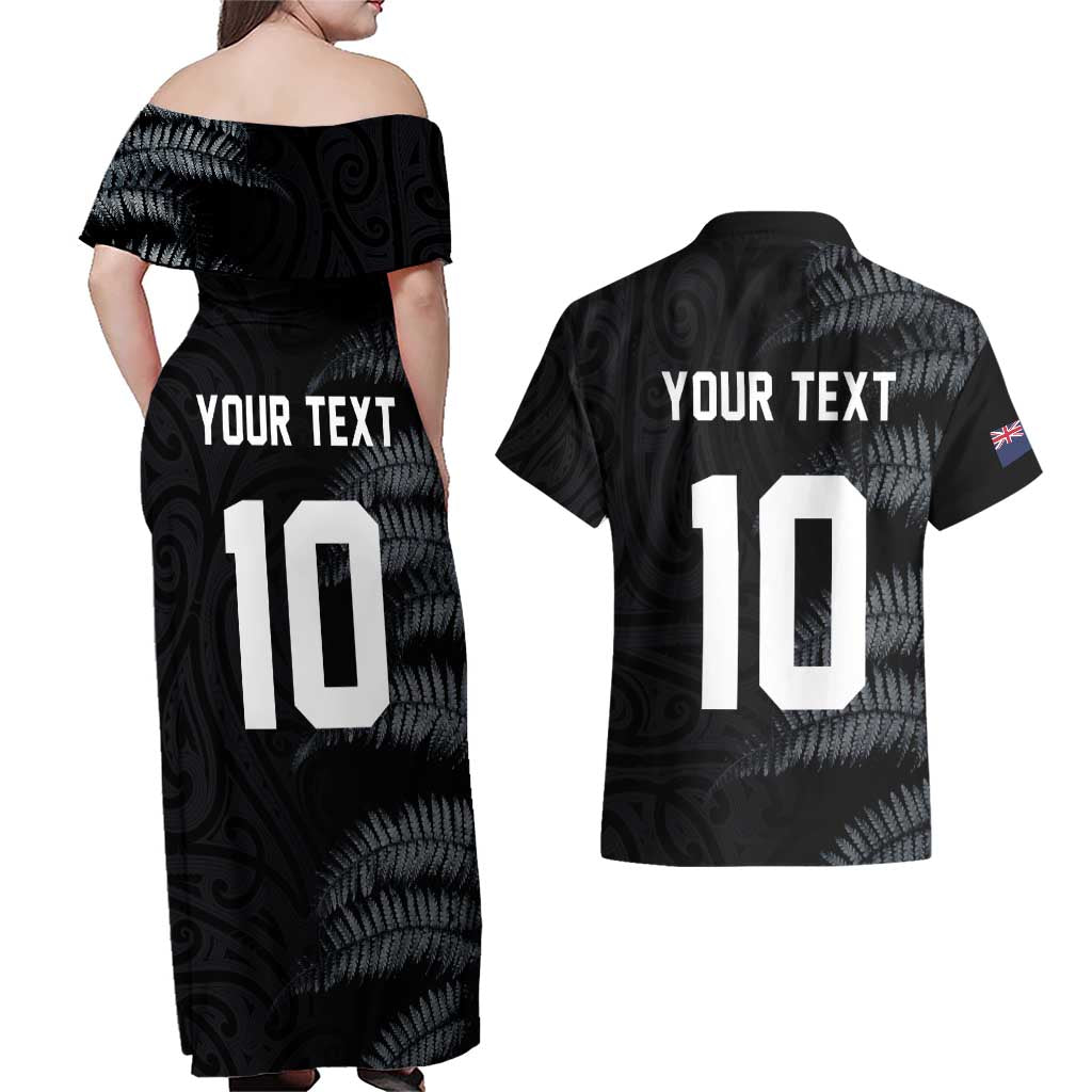Custom New Zealand Football-Towards World Cup 2026 Couples Matching Off Shoulder Maxi Dress and Hawaiian Shirt