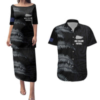 Custom New Zealand Football-Towards World Cup 2026 Couples Matching Puletasi and Hawaiian Shirt LT03 Black - Polynesian Pride