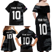 Custom New Zealand Football-Towards World Cup 2026 Family Matching Off Shoulder Maxi Dress and Hawaiian Shirt