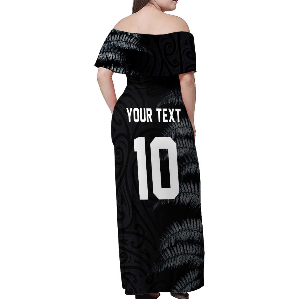 Custom New Zealand Football-Towards World Cup 2026 Family Matching Off Shoulder Maxi Dress and Hawaiian Shirt