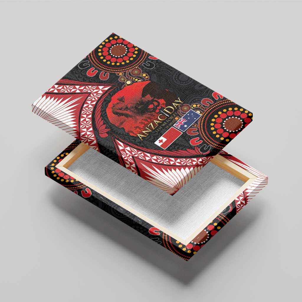 Tonga and Australia ANZAC Day Canvas Wall Art Aboriginal and Ngatu Art Pattern - Gallipoli Lest We Forget