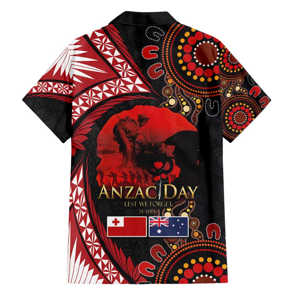 Tonga and Australia ANZAC Day Family Matching Long Sleeve Bodycon Dress and Hawaiian Shirt Aboriginal and Ngatu Art Pattern - Gallipoli Lest We Forget LT03 - Polynesian Pride