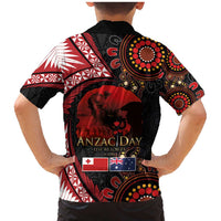 Tonga and Australia ANZAC Day Family Matching Mermaid Dress and Hawaiian Shirt Aboriginal and Ngatu Art Pattern - Gallipoli Lest We Forget LT03 - Polynesian Pride