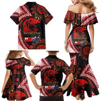 Tonga and Australia ANZAC Day Family Matching Mermaid Dress and Hawaiian Shirt Aboriginal and Ngatu Art Pattern - Gallipoli Lest We Forget LT03 - Polynesian Pride