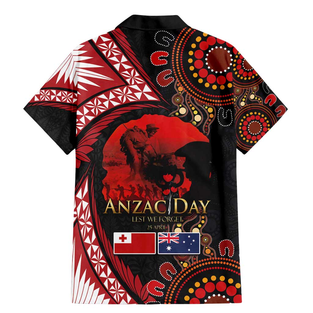 Tonga and Australia ANZAC Day Family Matching Mermaid Dress and Hawaiian Shirt Aboriginal and Ngatu Art Pattern - Gallipoli Lest We Forget LT03 - Polynesian Pride