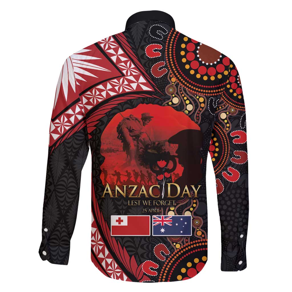 Tonga and Australia ANZAC Day Family Matching Mermaid Dress and Hawaiian Shirt Aboriginal and Ngatu Art Pattern - Gallipoli Lest We Forget LT03 - Polynesian Pride