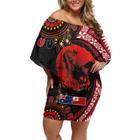 Tonga and Australia ANZAC Day Family Matching Off Shoulder Short Dress and Hawaiian Shirt Aboriginal and Ngatu Art Pattern - Gallipoli Lest We Forget
