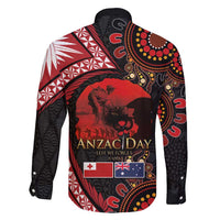 Tonga and Australia ANZAC Day Family Matching Short Sleeve Bodycon Dress and Hawaiian Shirt Aboriginal and Ngatu Art Pattern - Gallipoli Lest We Forget LT03 - Polynesian Pride
