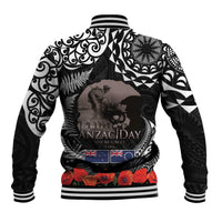 New Zealand and Cook Islands ANZAC Day Baseball Jacket Gallipoli Lest We Forget Tatau Art Tribal and Maori Tattoo with Fern LT03 - Polynesian Pride