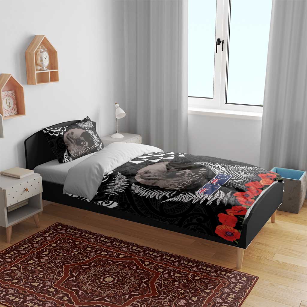 New Zealand and Cook Islands ANZAC Day Bedding Set Gallipoli Lest We Forget Tatau Art Tribal and Maori Tattoo with Fern