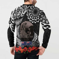 New Zealand and Cook Islands ANZAC Day Button Sweatshirt Gallipoli Lest We Forget Tatau Art Tribal and Maori Tattoo with Fern LT03 - Polynesian Pride