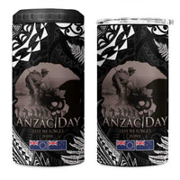 New Zealand and Cook Islands ANZAC Day 4 in 1 Can Cooler Tumbler Gallipoli Lest We Forget Tatau Art Tribal and Maori Tattoo with Fern LT03 One Size: 16 oz Black - Polynesian Pride