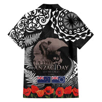 New Zealand and Cook Islands ANZAC Day Family Matching Long Sleeve Bodycon Dress and Hawaiian Shirt Gallipoli Lest We Forget Tatau Art Tribal and Maori Tattoo with Fern LT03 - Polynesian Pride