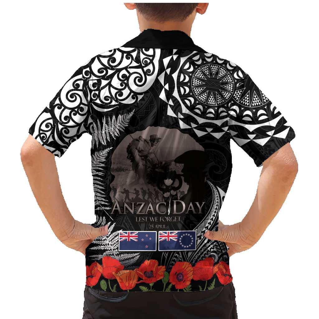 New Zealand and Cook Islands ANZAC Day Family Matching Mermaid Dress and Hawaiian Shirt Gallipoli Lest We Forget Tatau Art Tribal and Maori Tattoo with Fern LT03 - Polynesian Pride