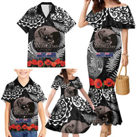 New Zealand and Cook Islands ANZAC Day Family Matching Mermaid Dress and Hawaiian Shirt Gallipoli Lest We Forget Tatau Art Tribal and Maori Tattoo with Fern LT03 - Polynesian Pride