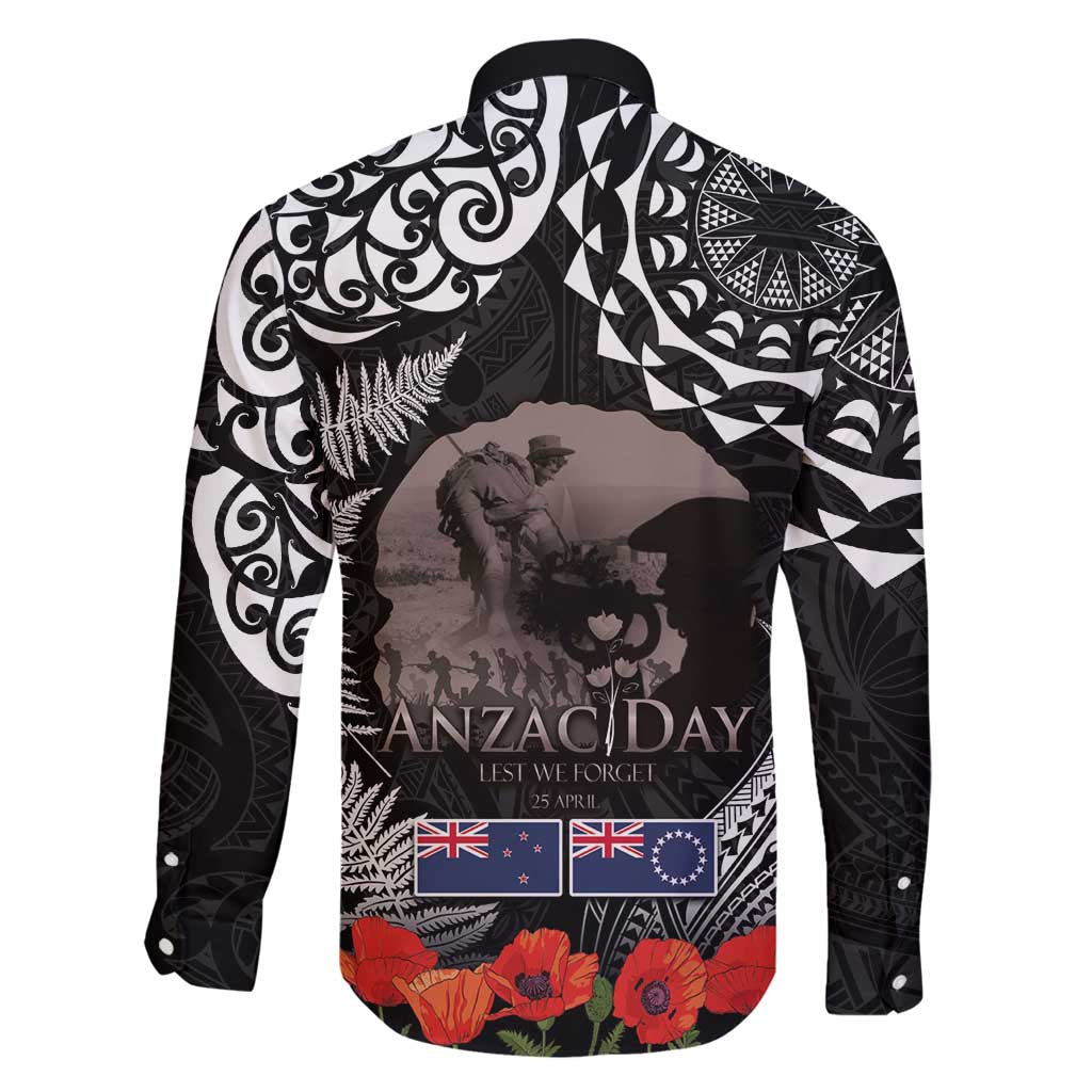 New Zealand and Cook Islands ANZAC Day Family Matching Off Shoulder Short Dress and Hawaiian Shirt Gallipoli Lest We Forget Tatau Art Tribal and Maori Tattoo with Fern LT03 - Polynesian Pride