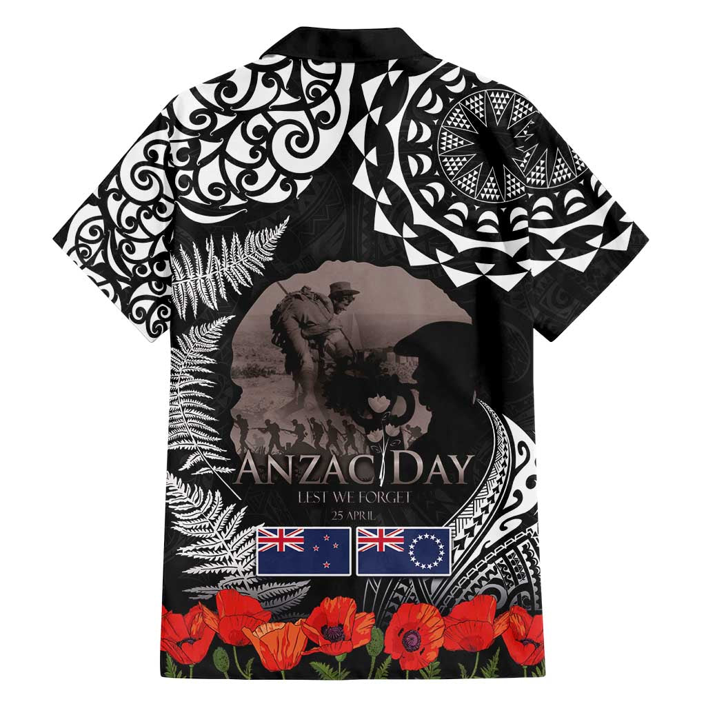 New Zealand and Cook Islands ANZAC Day Family Matching Puletasi and Hawaiian Shirt Gallipoli Lest We Forget Tatau Art Tribal and Maori Tattoo with Fern LT03 - Polynesian Pride