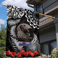 New Zealand and Cook Islands ANZAC Day Garden Flag Gallipoli Lest We Forget Tatau Art Tribal and Maori Tattoo with Fern