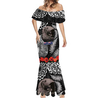 New Zealand and Cook Islands ANZAC Day Mermaid Dress Gallipoli Lest We Forget Tatau Art Tribal and Maori Tattoo with Fern LT03 - Polynesian Pride