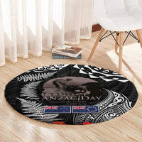 New Zealand and Cook Islands ANZAC Day Round Carpet Gallipoli Lest We Forget Tatau Art Tribal and Maori Tattoo with Fern LT03 - Polynesian Pride
