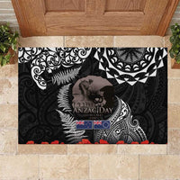 New Zealand and Cook Islands ANZAC Day Rubber Doormat Gallipoli Lest We Forget Tatau Art Tribal and Maori Tattoo with Fern LT03 Black - Polynesian Pride