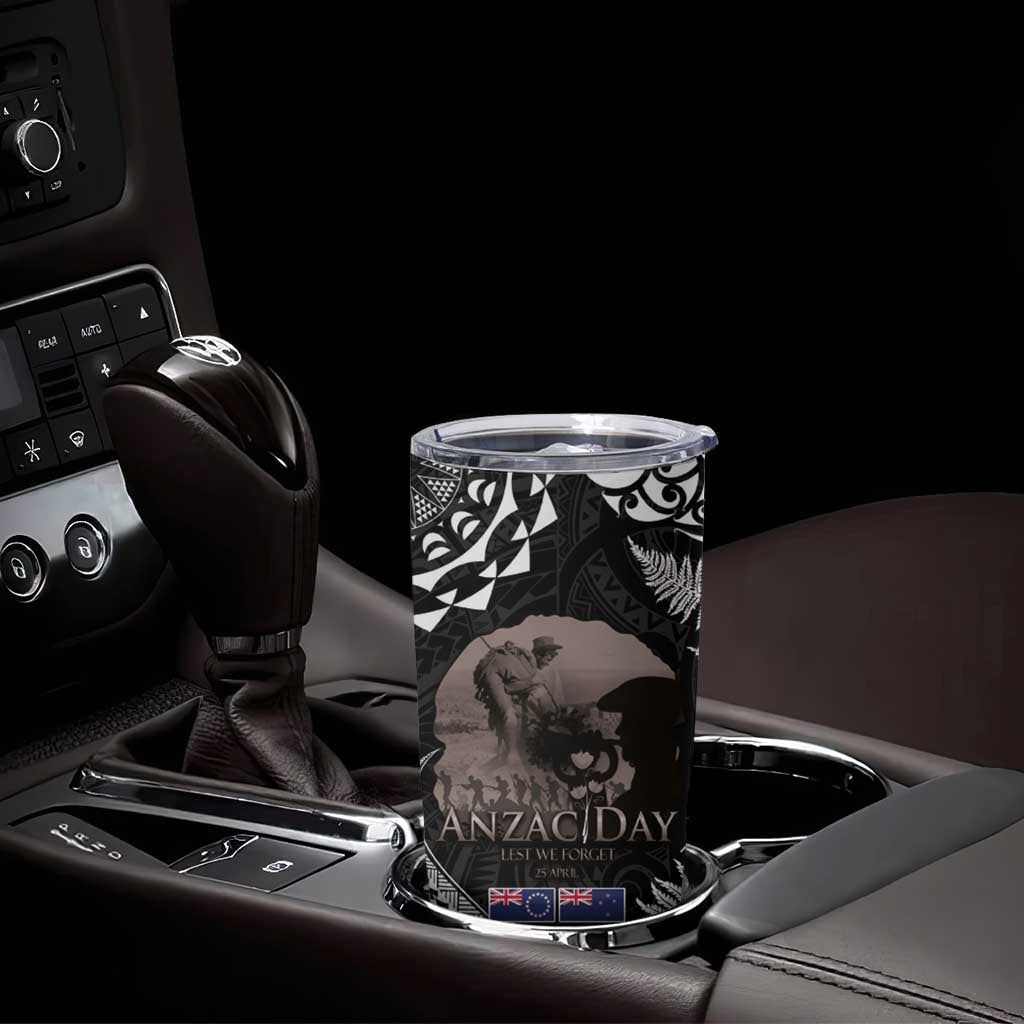 New Zealand and Cook Islands ANZAC Day Tumbler Cup Gallipoli Lest We Forget Tatau Art Tribal and Maori Tattoo with Fern LT03 - Polynesian Pride