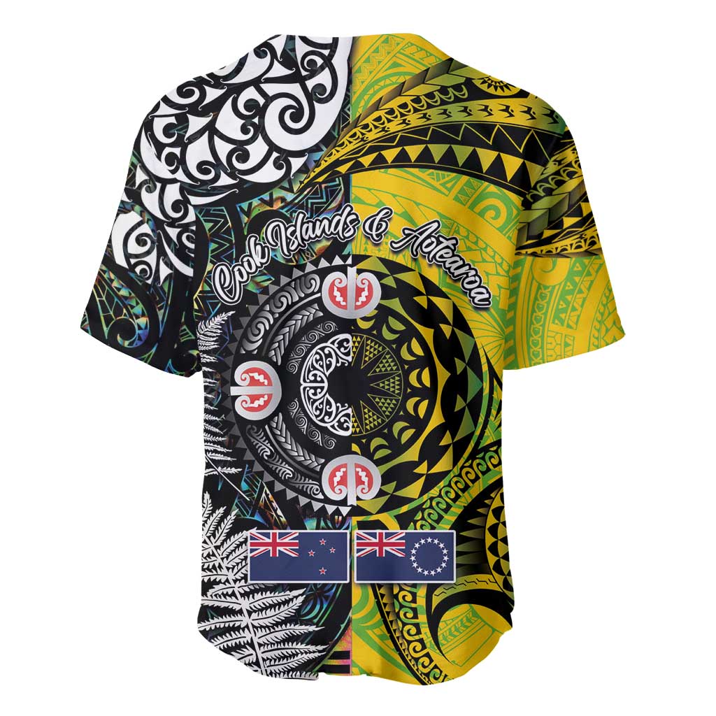 New Zealand and Cook Islands Together Baseball Jersey Tatau Art Tribal Pattern-Maori Tattoo with Fern and Paua Shell LT03 - Polynesian Pride