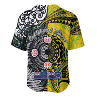 New Zealand and Cook Islands Together Baseball Jersey Tatau Art Tribal Pattern-Maori Tattoo with Fern and Paua Shell LT03 - Polynesian Pride