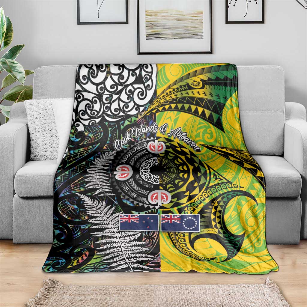 New Zealand and Cook Islands Together Blanket Tatau Art Tribal Pattern-Maori Tattoo with Fern and Paua Shell LT03 - Polynesian Pride