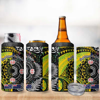 New Zealand and Cook Islands Together 4 in 1 Can Cooler Tumbler Tatau Art Tribal Pattern-Maori Tattoo with Fern and Paua Shell LT03 - Polynesian Pride