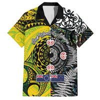 New Zealand and Cook Islands Together Family Matching Off Shoulder Short Dress and Hawaiian Shirt Tatau Art Tribal Pattern-Maori Tattoo with Fern and Paua Shell LT03 Dad's Shirt - Short Sleeve Art - Polynesian Pride
