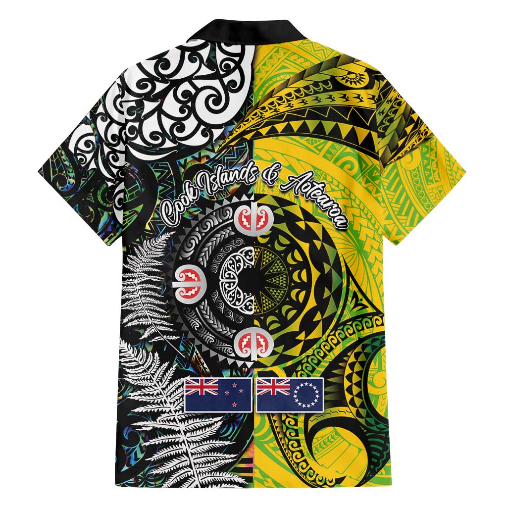 New Zealand and Cook Islands Together Family Matching Off Shoulder Short Dress and Hawaiian Shirt Tatau Art Tribal Pattern-Maori Tattoo with Fern and Paua Shell LT03 - Polynesian Pride