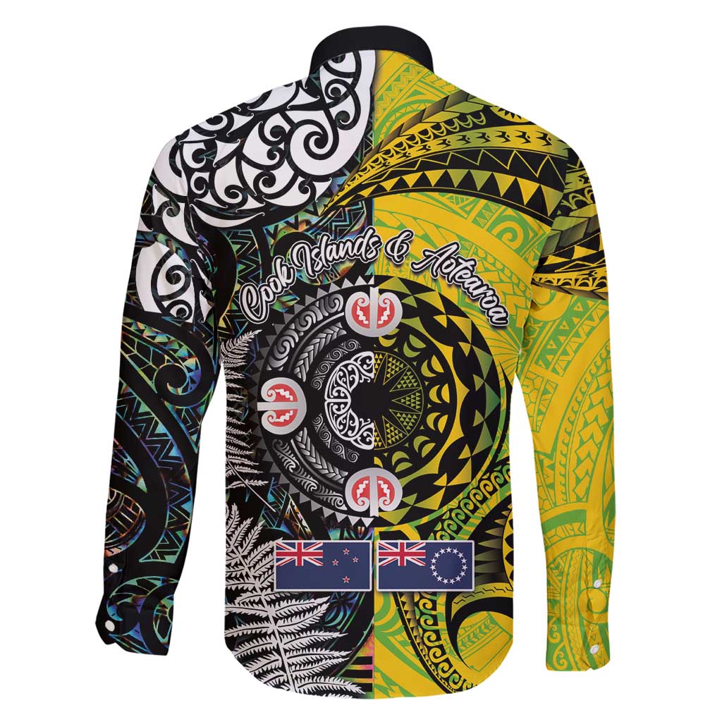 New Zealand and Cook Islands Together Family Matching Short Sleeve Bodycon Dress and Hawaiian Shirt Tatau Art Tribal Pattern-Maori Tattoo with Fern and Paua Shell LT03 - Polynesian Pride