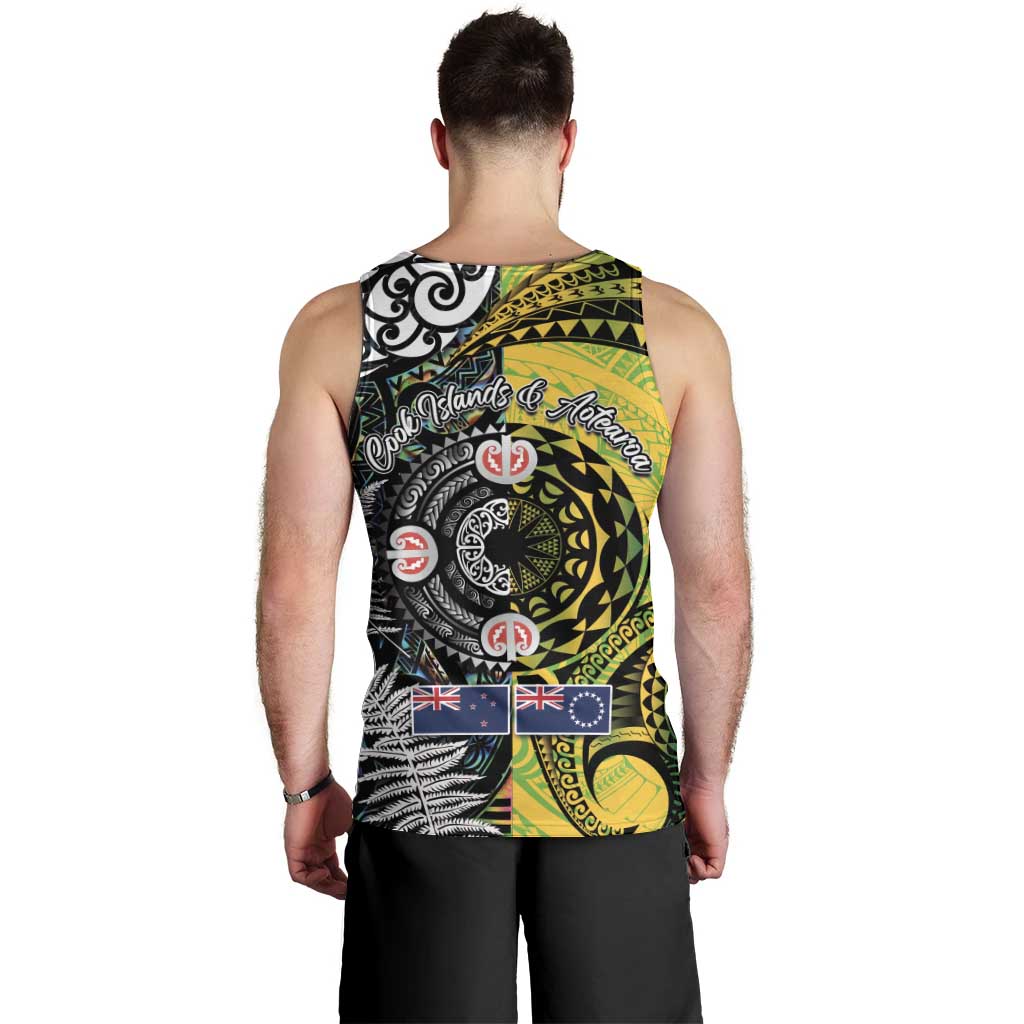 New Zealand and Cook Islands Together Men Tank Top Tatau Art Tribal Pattern-Maori Tattoo with Fern and Paua Shell LT03 - Polynesian Pride