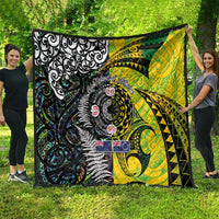 New Zealand and Cook Islands Together Quilt Tatau Art Tribal Pattern-Maori Tattoo with Fern and Paua Shell LT03 - Polynesian Pride