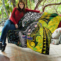 New Zealand and Cook Islands Together Quilt Tatau Art Tribal Pattern-Maori Tattoo with Fern and Paua Shell LT03 - Polynesian Pride