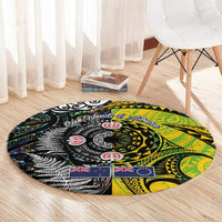 New Zealand and Cook Islands Together Round Carpet Tatau Art Tribal Pattern-Maori Tattoo with Fern and Paua Shell LT03 - Polynesian Pride