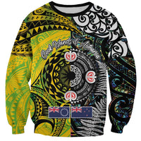 New Zealand and Cook Islands Together Sweatshirt Tatau Art Tribal Pattern-Maori Tattoo with Fern and Paua Shell LT03 Unisex Art - Polynesian Pride