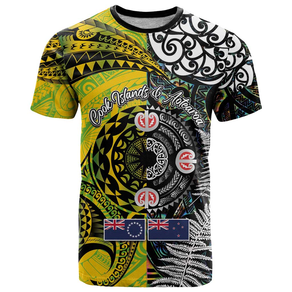 New Zealand and Cook Islands Together T Shirt Tatau Art Tribal Pattern-Maori Tattoo with Fern and Paua Shell LT03 Art - Polynesian Pride