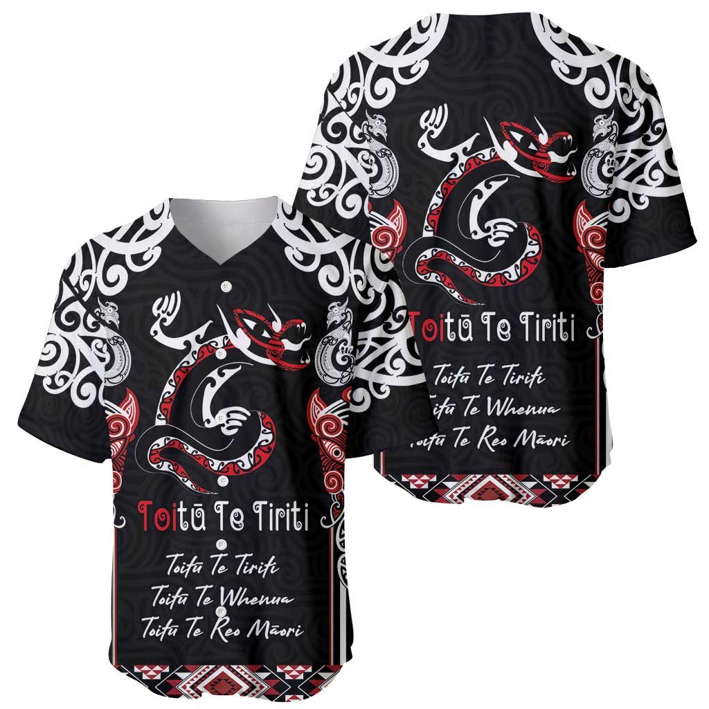 Aotearoa Toitu Te Tiriti-Maori Taniwha Baseball Jersey Toitu Te Whenua Toitu Te Reo Maori LT03 - Polynesian Pride
