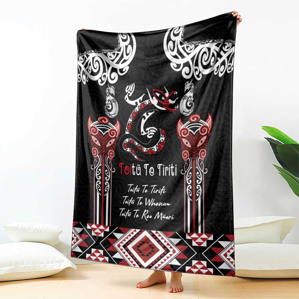 Aotearoa Toitu Te Tiriti-Maori Taniwha Blanket Toitu Te Whenua Toitu Te Reo Maori