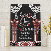 Aotearoa Toitu Te Tiriti-Maori Taniwha Canvas Wall Art Toitu Te Whenua Toitu Te Reo Maori LT03 Without Frame Black - Polynesian Pride