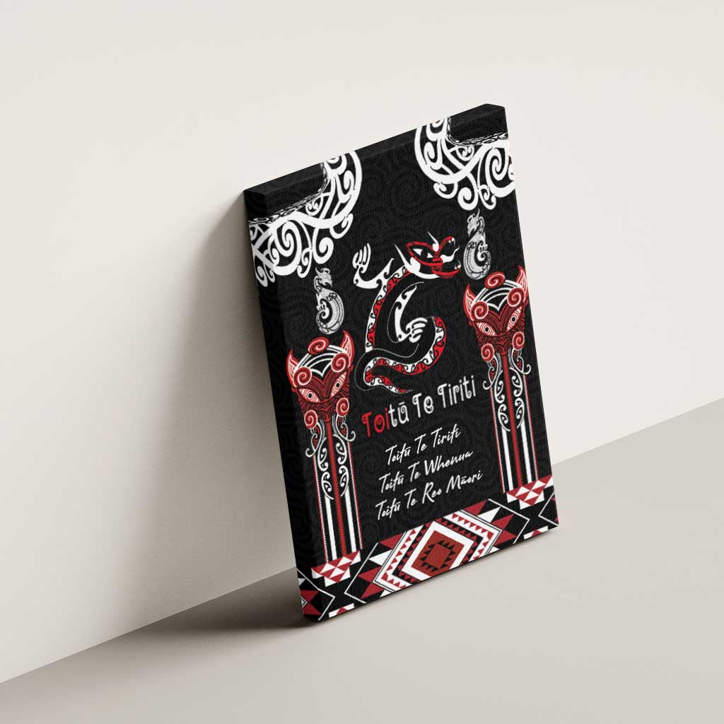 Aotearoa Toitu Te Tiriti-Maori Taniwha Canvas Wall Art Toitu Te Whenua Toitu Te Reo Maori LT03 - Polynesian Pride