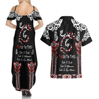 Aotearoa Toitu Te Tiriti-Maori Taniwha Couples Matching Summer Maxi Dress and Hawaiian Shirt Toitu Te Whenua Toitu Te Reo Maori LT03 - Polynesian Pride