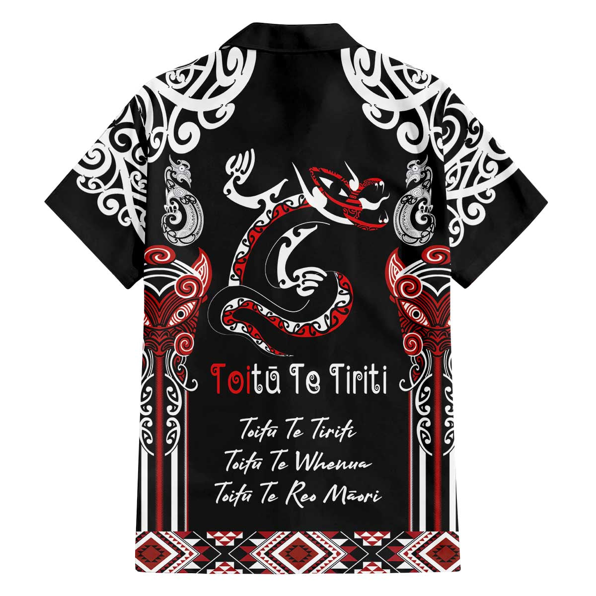 Aotearoa Toitu Te Tiriti-Maori Taniwha Family Matching Off The Shoulder Long Sleeve Dress and Hawaiian Shirt Toitu Te Whenua Toitu Te Reo Maori LT03 - Polynesian Pride
