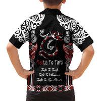 Aotearoa Toitu Te Tiriti-Maori Taniwha Family Matching Off Shoulder Short Dress and Hawaiian Shirt Toitu Te Whenua Toitu Te Reo Maori LT03 - Polynesian Pride